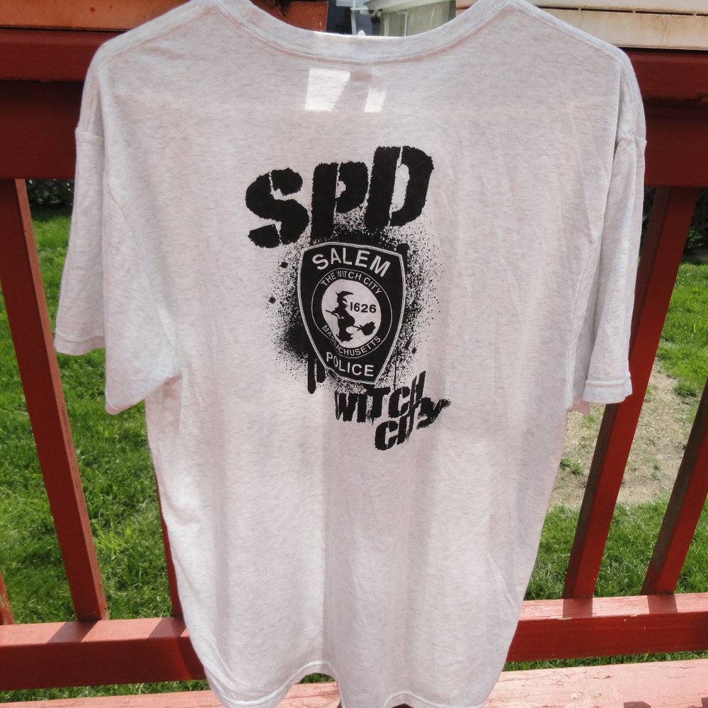 Salem MA Police the witch city Graffiti look backing~unique, never worn